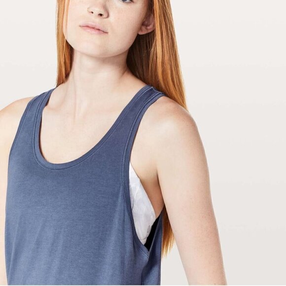 RARE Lululemon Side Tie Pima Cotton Loose Tank Blue 10 - Picture 2 of 6
